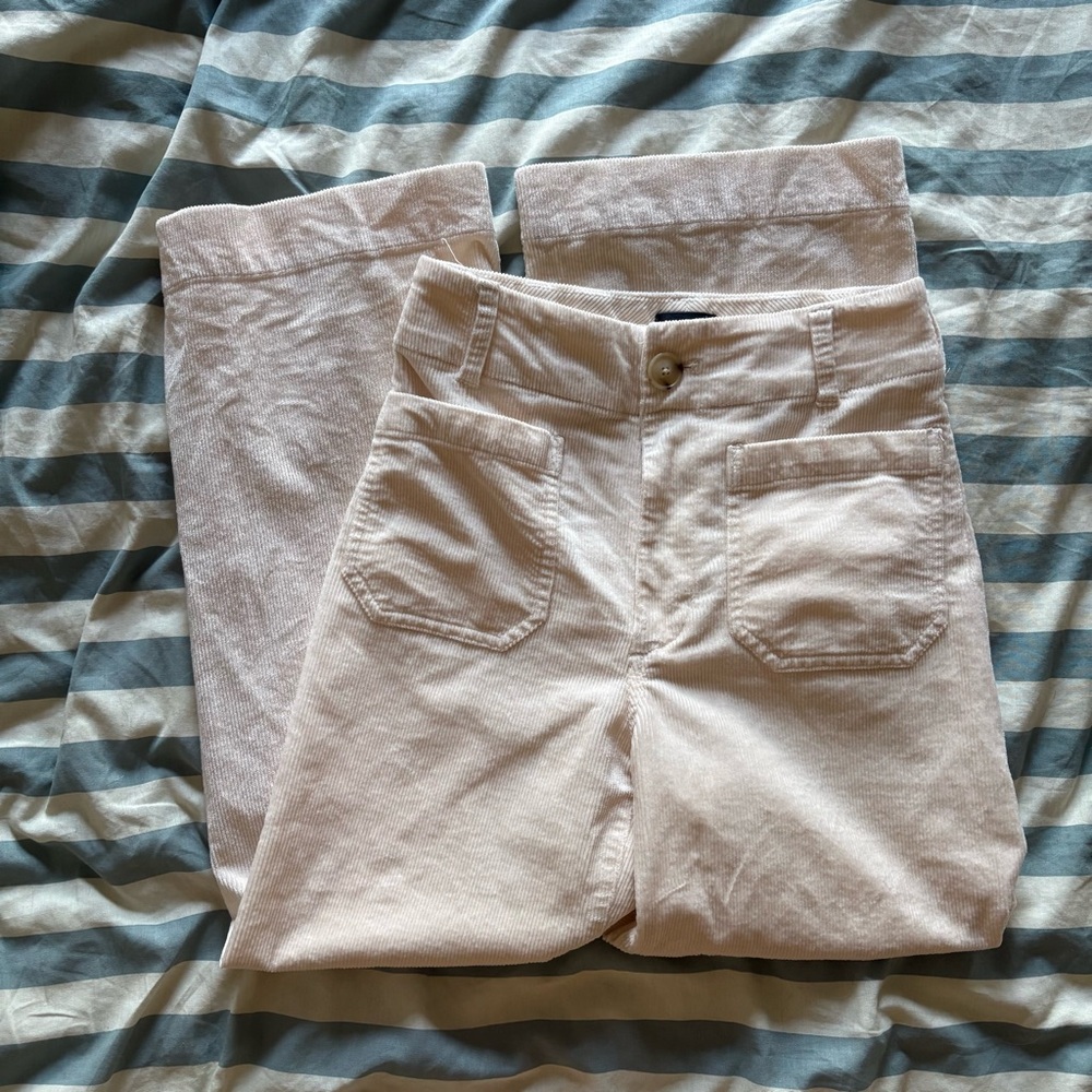 Anthropologie Maeve Colette Wide Pants in Ivory Cream Off White Corduroy Size 25